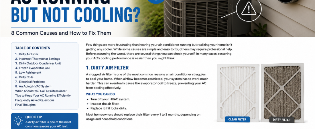 Why Is My AC Running But Not Cooling? 8 Common Causes and Fixes