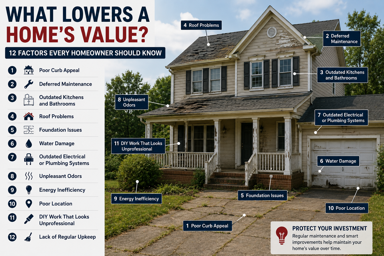 What Lowers a Home’s Value? 12 Factors Every Homeowner Should Know